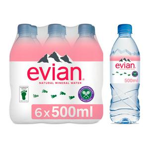 Evian Natural Mineral Water 6 X 500 Ml