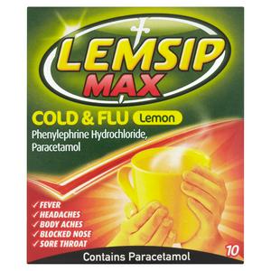 Lemsip Max Cold & Flu Lemon Flavour Sachets 10pk