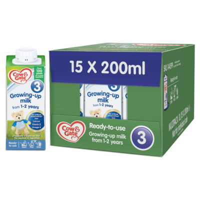 Cow & Gate 3 Growing Up Milk Liquid Ready To Feed Formula 1-2 Years 15x200