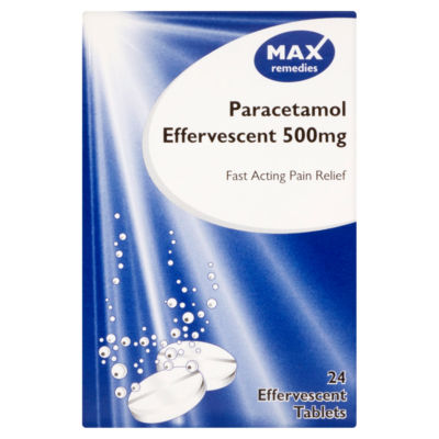 Max Remedies Paracetamol Effervescent 500mg Effervescent Tablets 24pk