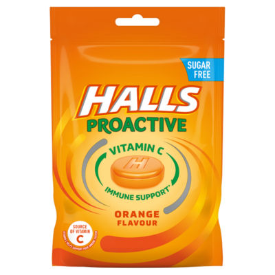 Halls Proactive Vitamin C Orange Flavour Sweets Bag 65g