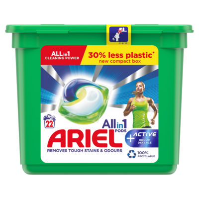Ariel 3in1 Pods Active Odour Defense Washing Liquid Capsules 24 Washes
