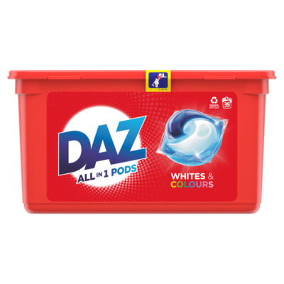 Daz ALL in 1 Pods Washing Liquid Capsules Whites & Colours 39 Washes 39pk