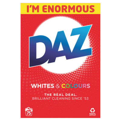 Daz Washing Powder For Whites & Coloured 75 Washes 4875G