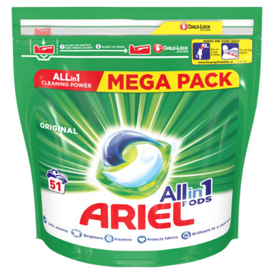 Ariel 3in1 Pods Original Washing Liquid Capsules (51 Washes)