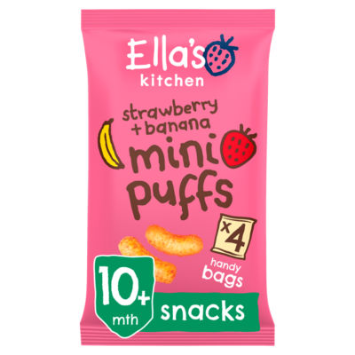 Ella's Kitchen Organic Strawberry & Banana Mini Puffs 4X8g