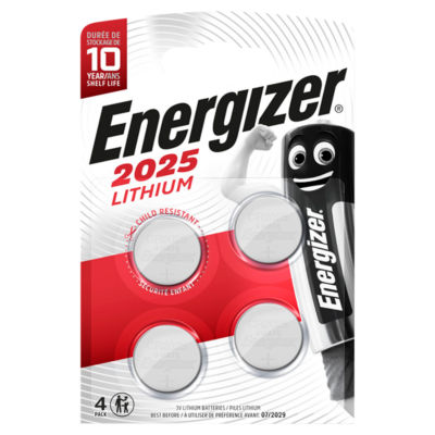 Energizer Lithium CR2025 Batteries 4pk