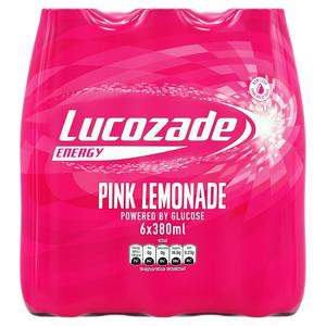 Lucozade Energy Pink Lemonade 6x380ml