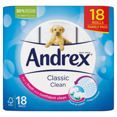 Andrex Classic Clean Toilet Roll 18 Rolls 18roll