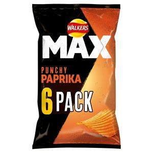 Walkers Max Paprika Crisps 6x27g
