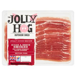 Jolly Hog Oak & Beech Smoked Dry Cure Streaky Bacon x12 200g